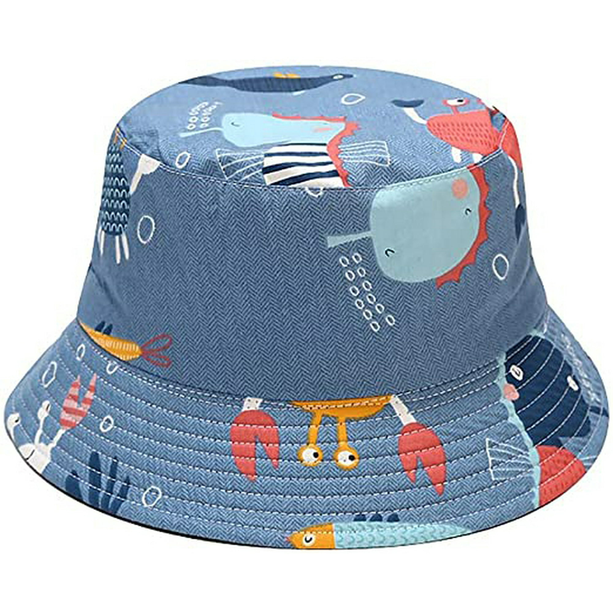 Sombreros de pescador con estampado de ballena y tiburón azul de
