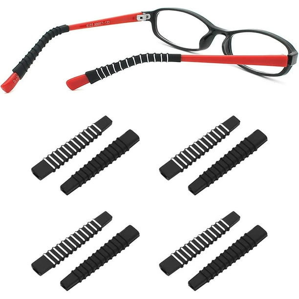Lentes de las puntas de las patillas de la manga, silicona suave,  antideslizante, elástico, cómodo, soporte para gafas, 5 pares, Negro 