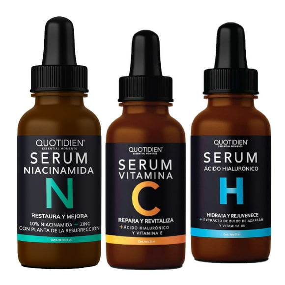 kit serum vitamina c  suero acido hialuronico  niacinamida skin care hidratante facial quotidien quotidien serum vitamina c serum skin care