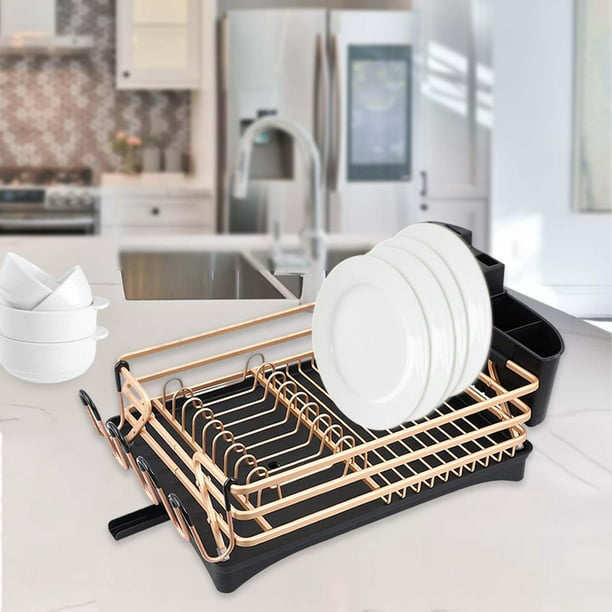 Escurridor de platos plegable con escurridor para secar platos, diseño  plegable que ahorra espacio con bandeja de almacenamiento de vajilla/cesta