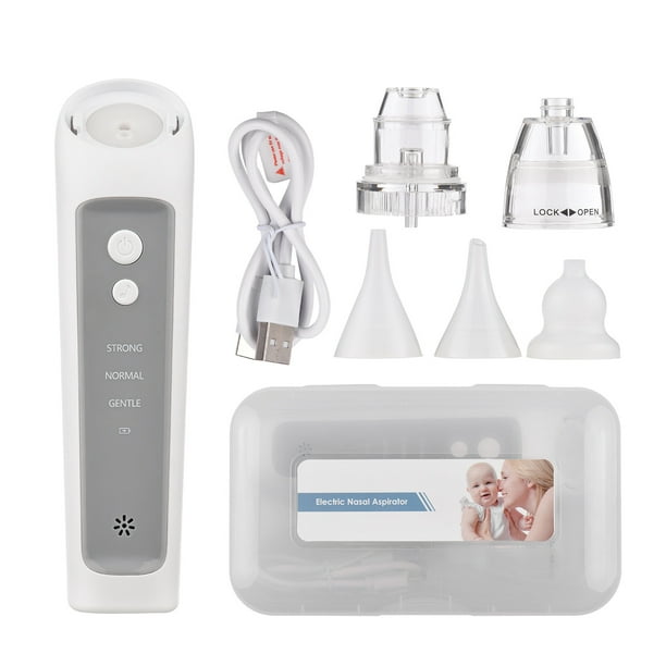 Aspirador nasal eléctrico para bebés Limpiador automático de ventosa nasal  para bebés 3 niveles de succión Batería incorporada de bajo ruido con  música relajante 3 puntas de succión de silicona