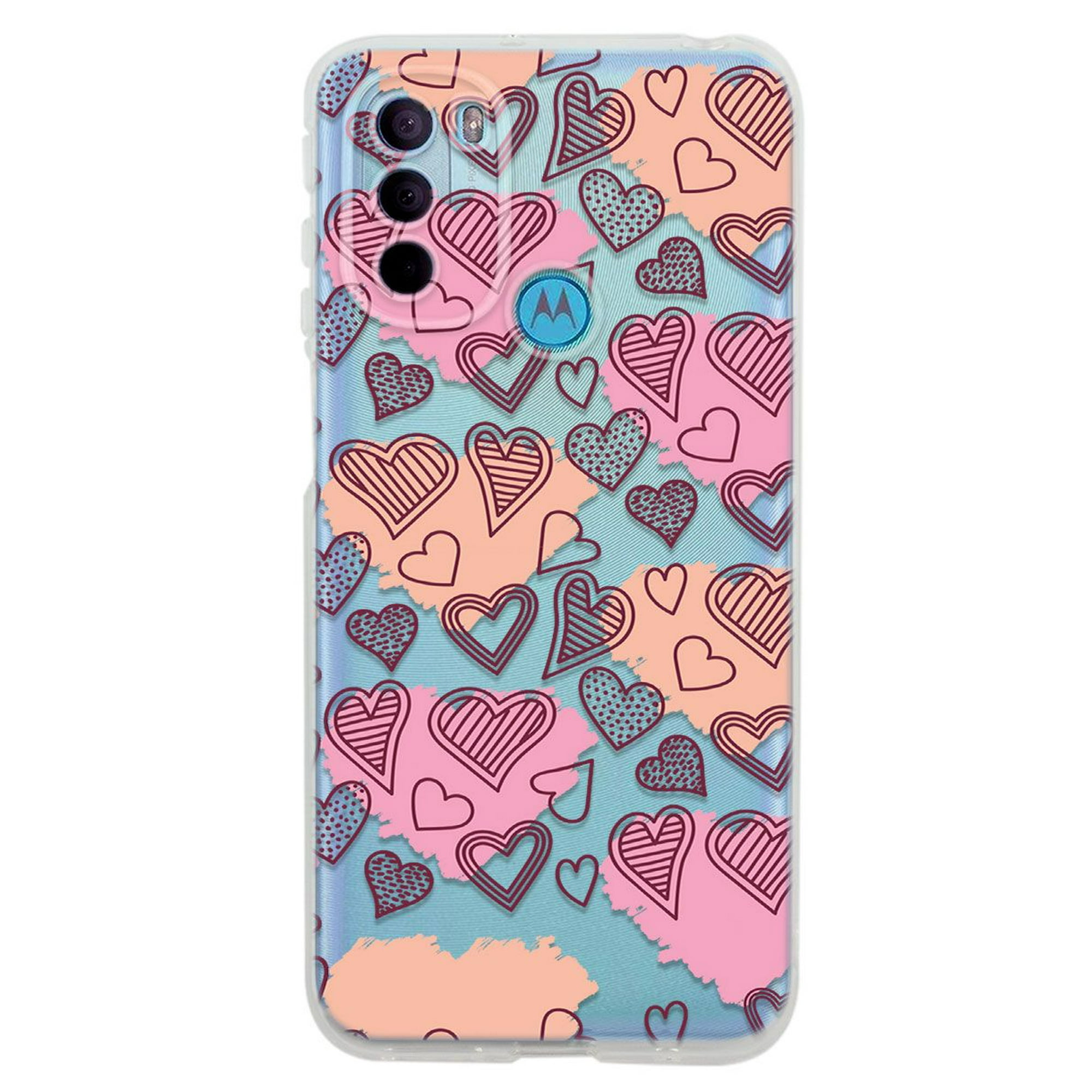 Funda para moto g31 corazones manchas, uso rudo, instacase protector para moto g31 antigolpes, case corazones manchas