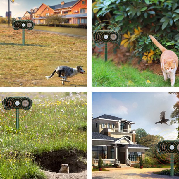 Ultrasónico Animales Repelente De Perros Gatos Con Luz Energía Solar Para  Jardín