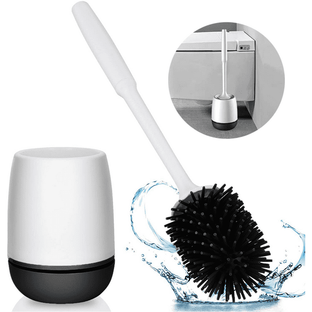Escobilla de inodoro de silicona para colgar en la pared, juego de  escobilla de inodoro y soporte, accesorios de baño, tamaño compacto para