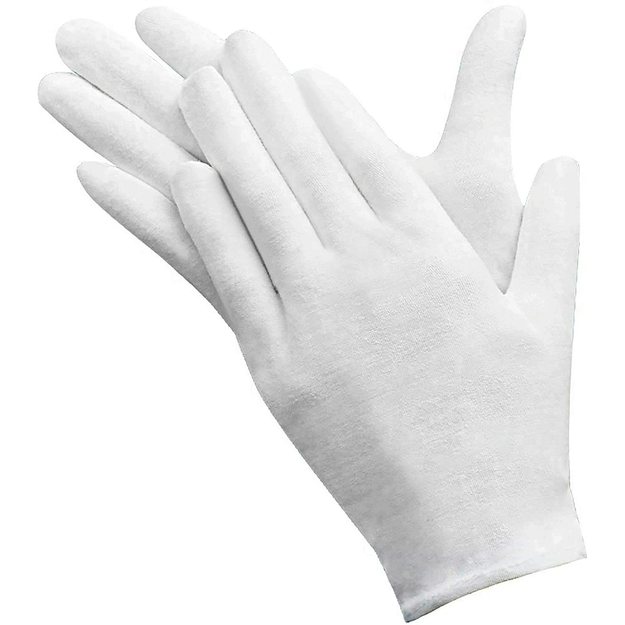 Guantes de algodón blanco, guantes de trabajo blancos, 12 pares de 9  pulgadas para inspección de joyería, hidratante manual, taller de boda,  granja