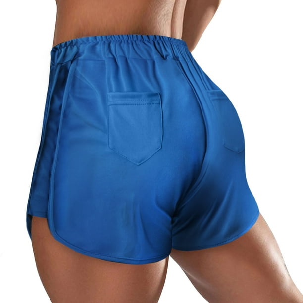Pantalones cortos deportivos de cintura alta para mujer, Shorts de