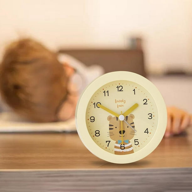 Reloj despertador analógico silencioso para niños, de configurar encendido  Amarillo Sunnimix Despertador