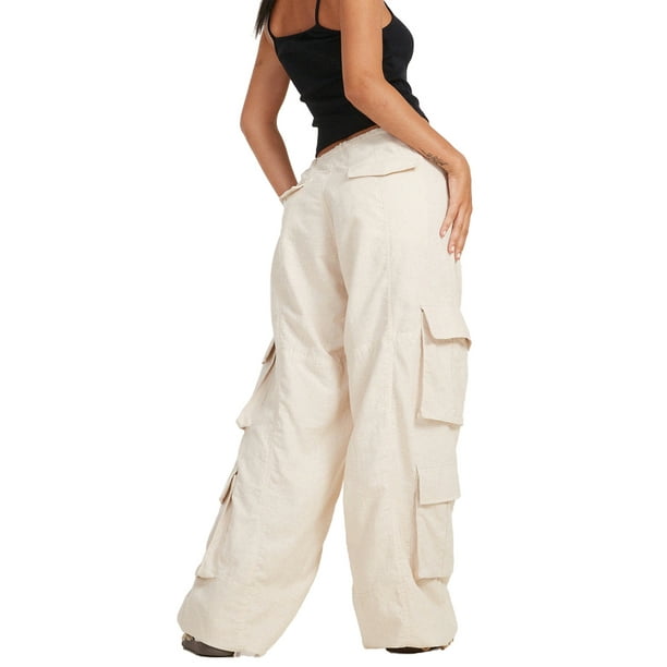 Pantalones Cargo con cordón para mujer, Pantalón ancho, holgado