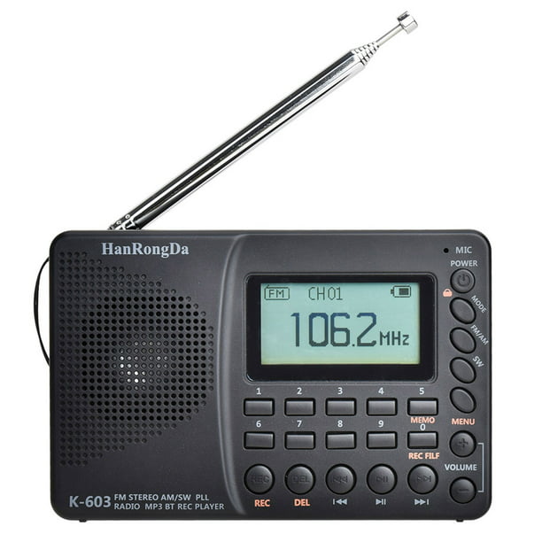 HRD-603 Radio portátil AM / FM / SW / BT / TF Radio de bolsillo