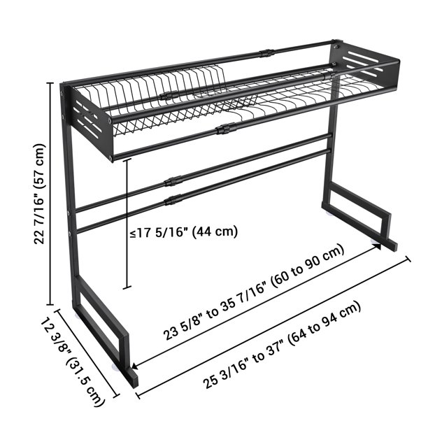 Aquaterior Over Dual Sink Dish Drying Rack Adjustable Drainer