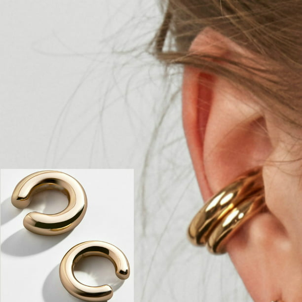 2022 moda y Simple Metal oro mujer cartílago oreja Clip redondo oreja  brazalete hermosa niña joyería pendientes TUNC Sencillez