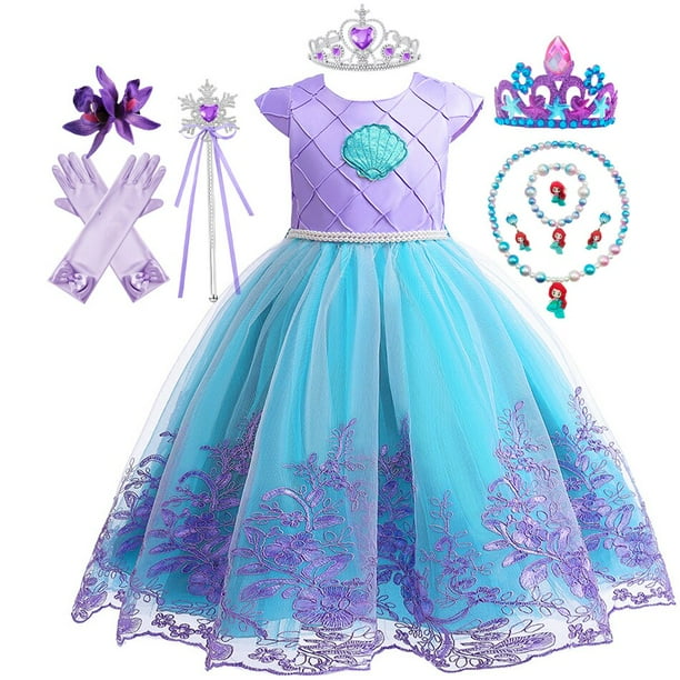 Niña Princesa Sirenita Ariel Vestidos Niños Halloween Fancy Disfraces Niños  Carnaval Fiesta de Cumpleaños Ropa Verano Disfraz