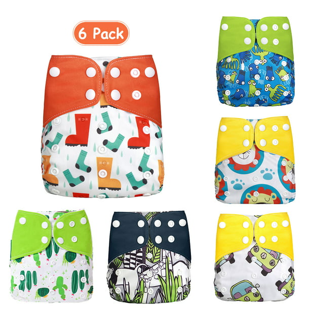 Paquete de 6 pañales de tela para bebé, ajustables, lavables, reutilizables,  de 2 capas Leyfeng Pañales de tela
