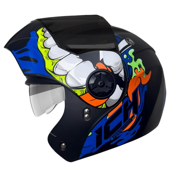 Casco Para Moto Mujer Hombre Abatible Deportivo Certificado Color Azul mate  Tamaño del casco XL