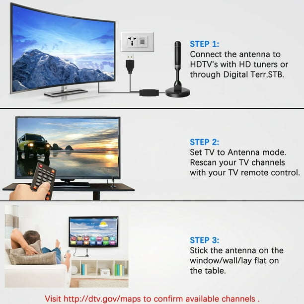 Antena de Tv interior Digital-antena HDTV inteligente, compatible con 1080P  4K, amplificador potente, rango de