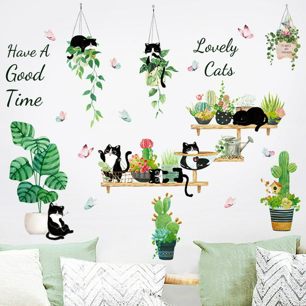 Un conjunto de pegatinas de pared de gatos bonitos, pegatinas