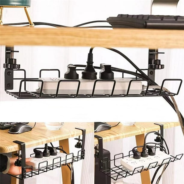 Desk Cable Management Tray Under Table Socket Hang Holder Power