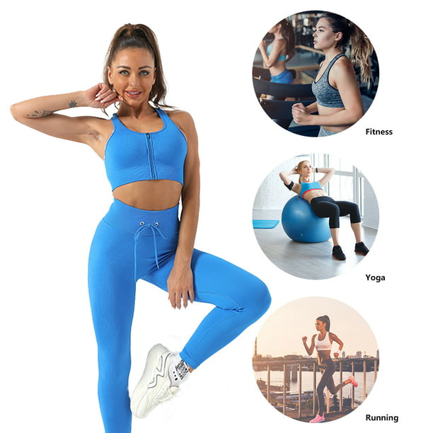 Conjunto De Yoga 2 piezas de ropa deportiva para mujer, ropa deportiva sin  costuras, artículos deportivos (azul L) Sywqhk Para Estrenar