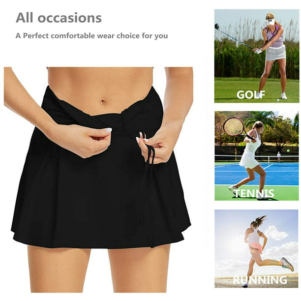 Faldas deportivas de color sólido con bolsillo para teléfono, faldas  activas de tenis, golf y yoga, ropa deportiva para mujeres