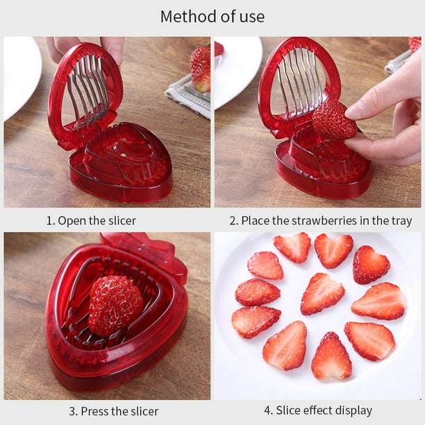 Cortador de fresas, mini cortador de fresas, hoja de acero inoxidable,  herramienta para cortar frutas, utensilios de cocina para el hogar