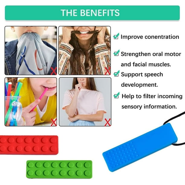 Collar de masticación sensorial (paquete de 3) - Juguetes de mordedor motor  oral sensorial para el autismo
