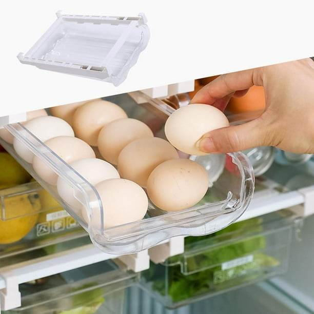 Paquete de 8 organizadores de refrigerador con soporte para huevos,  contenedores organizadores de refrigerador sin PBA con tapas, contenedores