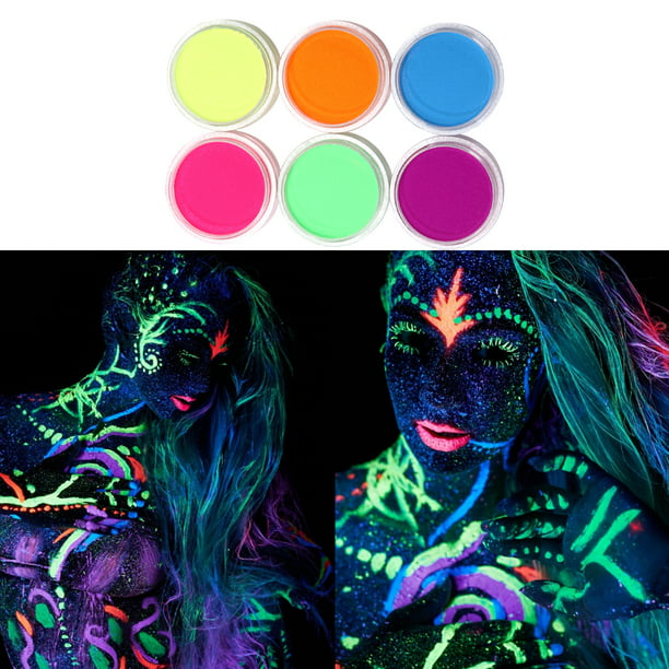 Kit de pintura facial y corporal UV Neon Glow 6 colores yeacher