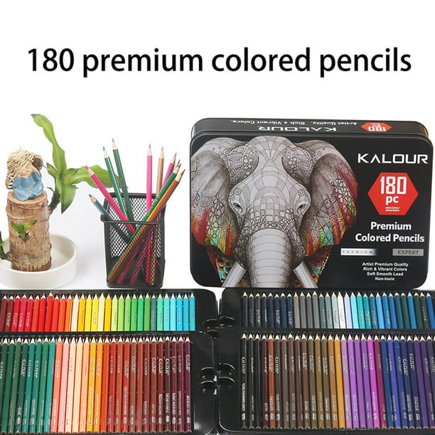 Lápices , colores profesionales en caja, núcleos suaves, para dibujar,  dibujar, sombrear y colorear, lápices vibrantes para - 180 color 180  Coloreado Sunnimix Dibujar lápices de dibujo