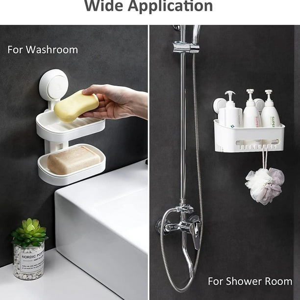 Paquete de 2 soportes para jabonera de ducha con tapa, soporte para jabón  de barra con drenaje, contenedor de jabón montado en la pared para ducha