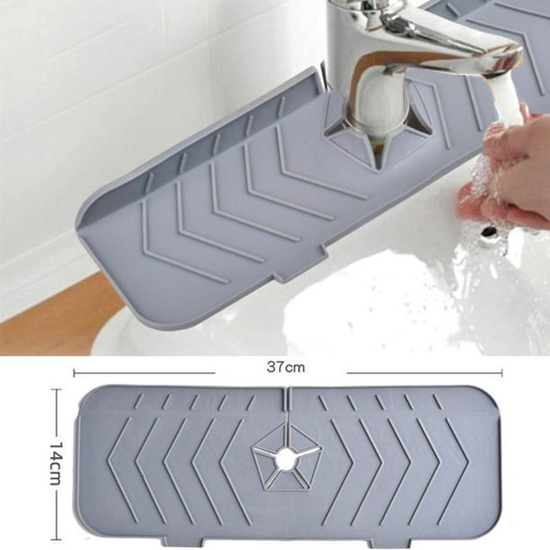 Drymate Tapete protector contra salpicaduras de grifo para fregadero de  cocina y baño, protector de goteo de encimera de perfil bajo, tela