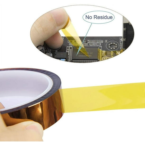 Cinta adhesiva de película de poliimida de 5 piezas, cinta resistente al  calor, cinta Kapton, para impresora 3d, enmascaramiento, soldadura,  aislamiento de placa de circuito (3/6/8/10/12 mm × 33 m) Ormromra ZSY-0496