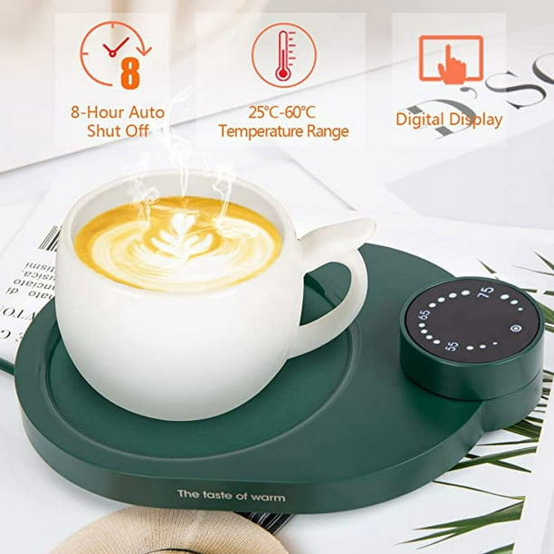 Calentador de tazas de café inteligente, calentador de tazas para  escritorio de oficina en casa, calentador de tazas con apagado automático  con pantalla digital, posavasos con termostato para café té Mil (verde)