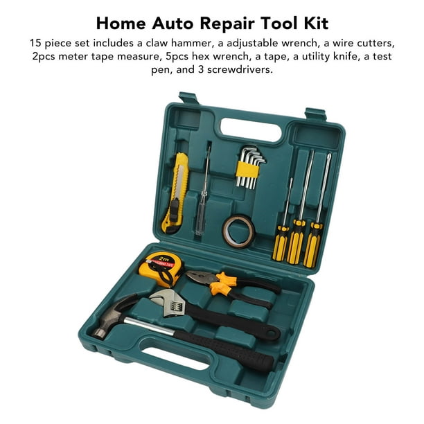  Alovelx Juego de herramientas para el hogar, juego de  herramientas de aluminio para carro plateado, kit de herramientas manuales  para el hogar y el hogar, kit completo de herramientas para el