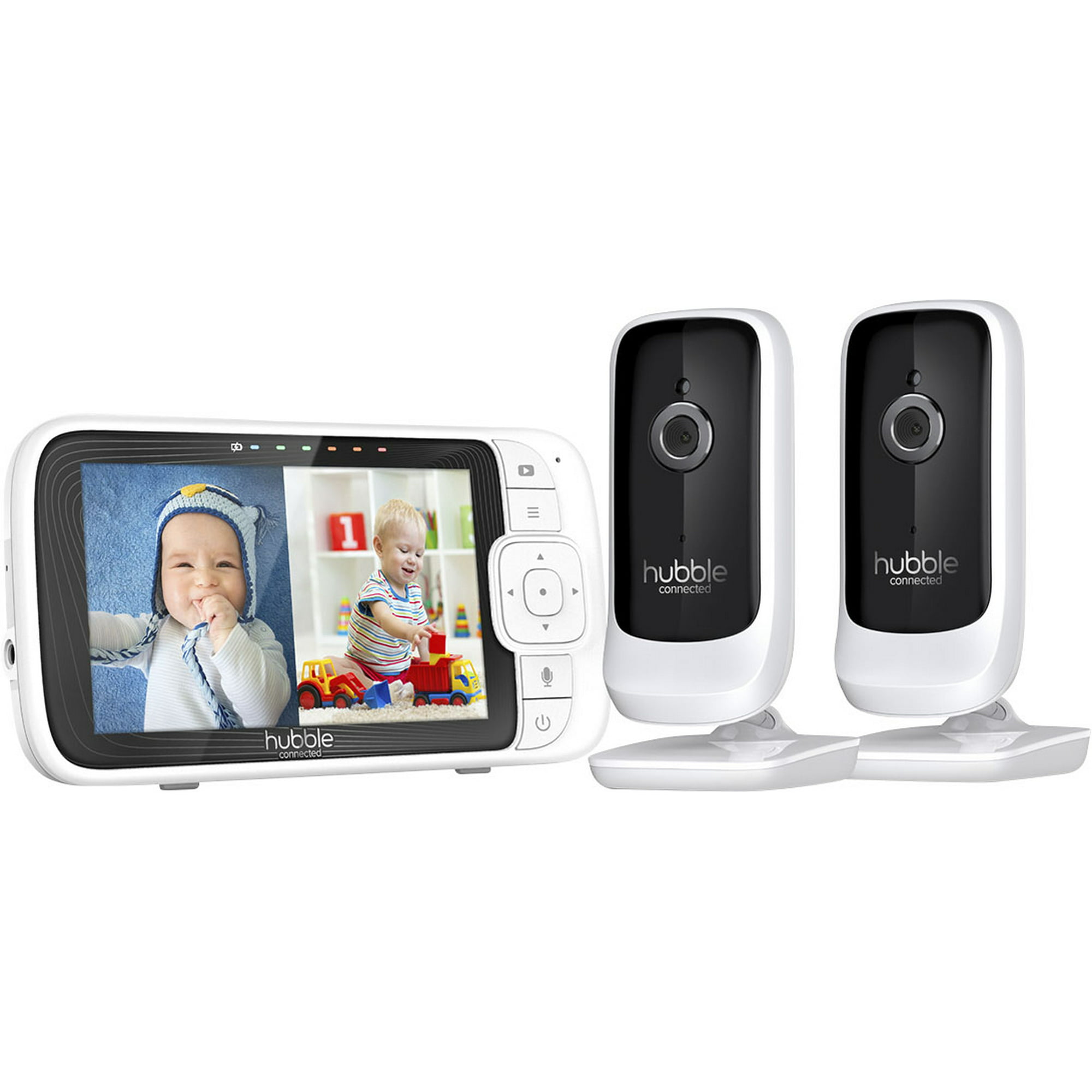 Monitor de bebé, monitor de bebé con pantalla dividida grande de 5 pulgadas  con 2 cámaras y audio, panorámica remota/inclinación/zoom, conversación