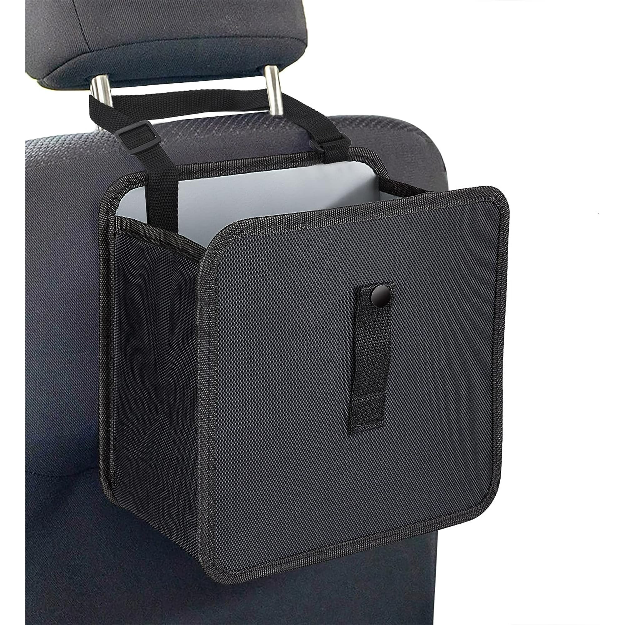 BR – Papelera de coche deportivo con luz LED – asiento trasero universal  colgante bolsa de basura contenedor organizador bolsas – negro