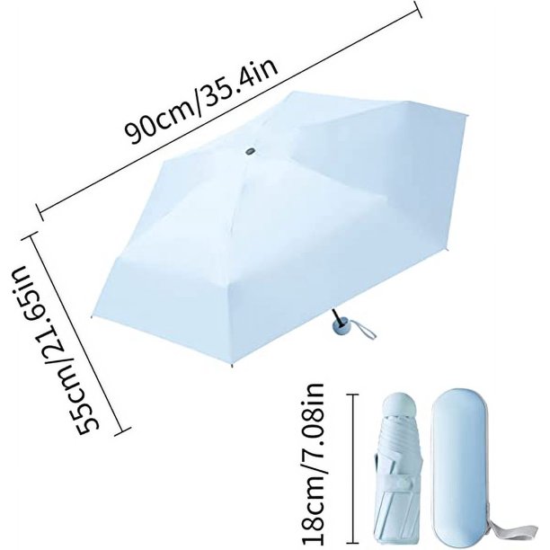 RV Paraguas plegable de viaje (negro), mini paraguas de 6 varillas con caja  de cápsulas, pequeño paraguas UV, mini paraguas resistente a los rayos UV,  paraguas plegable compacto ultraligero y de secado