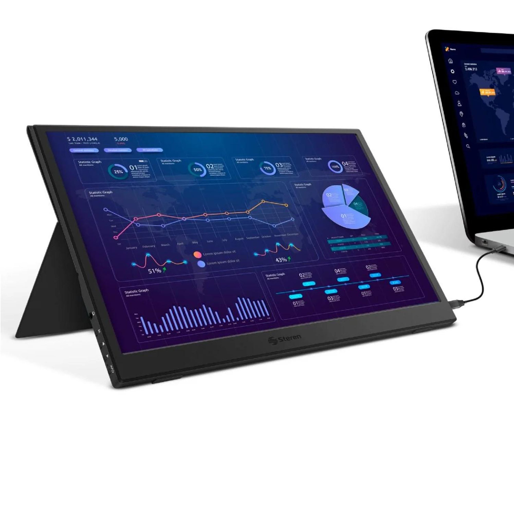 Monitor portátil con pantalla táctil, HDR 1080P IPS Raspb Pi VESA HDMI, VGA  DVI, entrada industrial, relación de contraste 2000:1, pantalla táctil