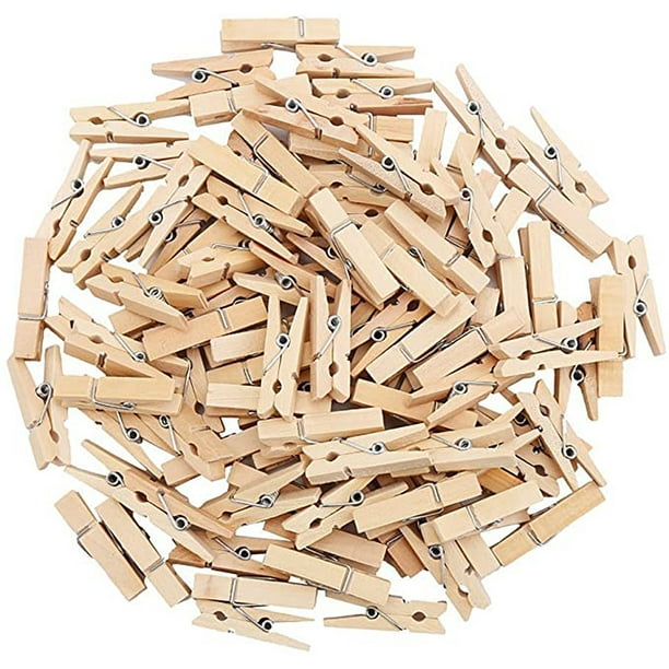 Mini pinzas de madera para la ropa de 4,8 cm - Juego de 100 pinzas