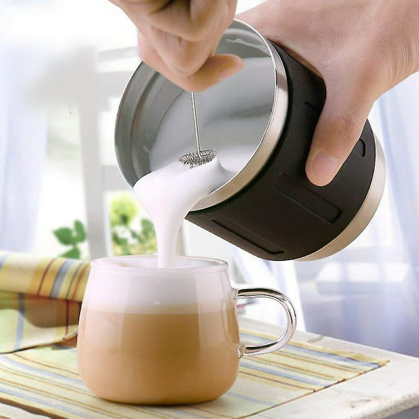 Espumador leche mano leche eléctrico para café con batidor acero inoxidable
