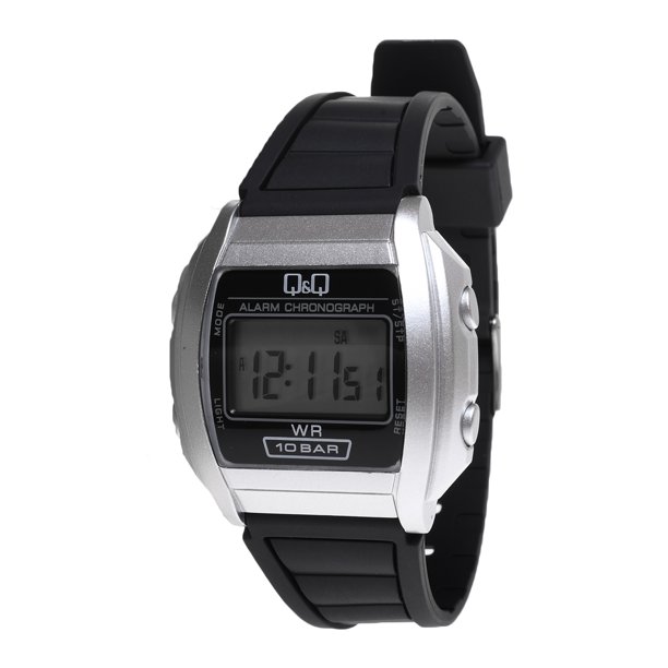 Reloj Q&Q Hombre Plateado Negro +Pulsera Obsequio - Super Store