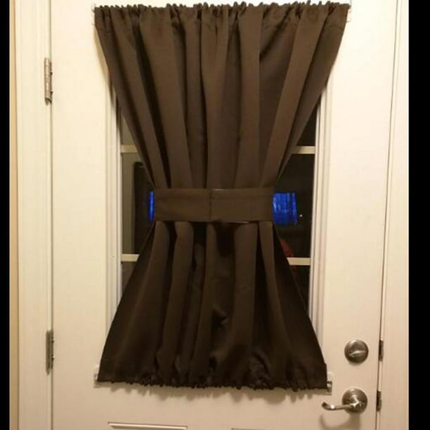 XWZO Cortinas de puerta francesa negras para ventanas de puerta, cortinas  filtrantes de luz con bolsillo para barra para puerta lateral delantera