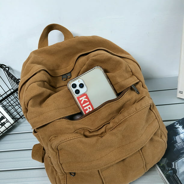 Mochilas escolares simples para mujer, mochila de viaje informal Vintage (caqui) Tmvgtek Para Estrenar | Bodega Aurrera en
