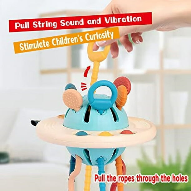 Juguetes Montessori para bebés de 18 meses, juguetes sensoriales para  niños, platillos voladores, juguetes de actividad de cable de silicona de  grado