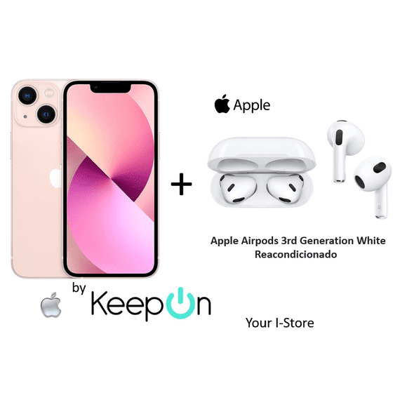 apple iphone 13 256 incluye protector de pantalla keepon  apple airpods 3rd generation white pink rosado apple reacondicionado