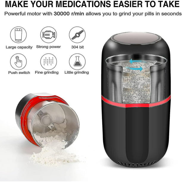 Trituradora de pastillas eléctrica, adecuada para pastillas pequeñas o  grandes y tabletas de vitaminas, molinillo de polvo fino, ideal para tubos  de