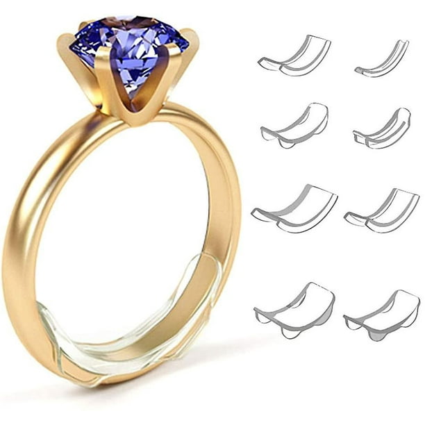 NNIOV - Ajustador de tamaño de anillo para anillos sueltos, diseño general  de bobina de 4 piezas, protectores reductores de anillo invisibles