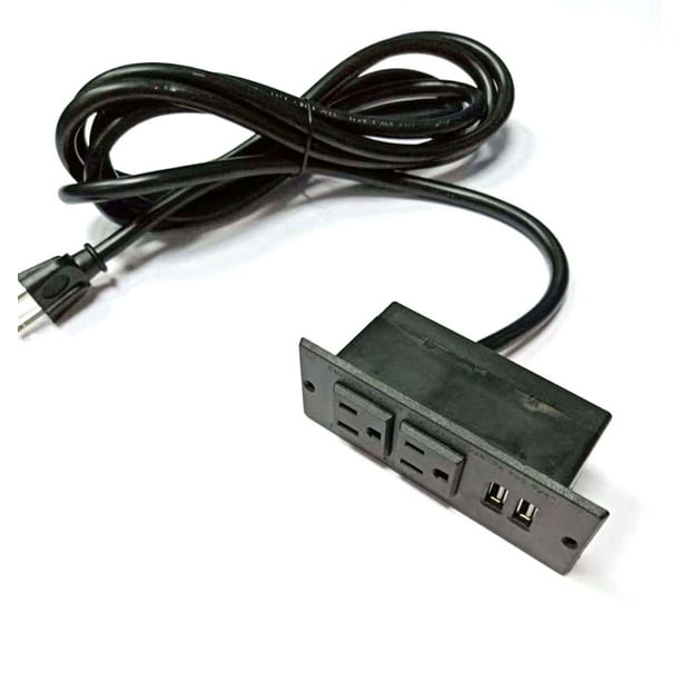 Toma de corriente de escritorio de 2 pulgadas, enchufe de regleta de  alimentación empotrada con 2 USB, carga rápida PD de 18 W, ojales USB-C,  conecta
