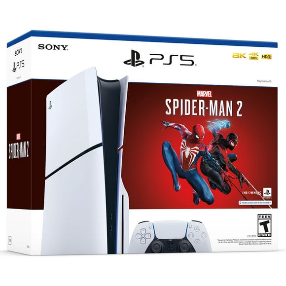 consola playstation 5 slim incluye videojuego spiderman 2 ssd de 1tb unidad óptica bluray 4k color blanco