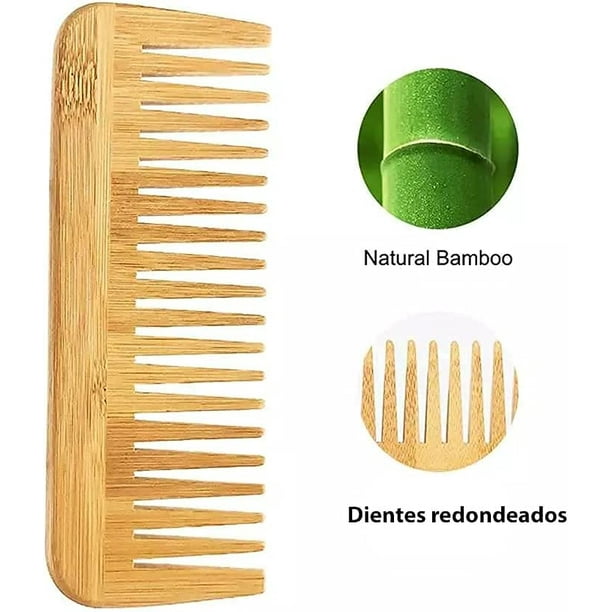 Juego de peines de bambú para el cabello, cepillo de pelo ecológico  antiestático para mujeres y hombres, peine de cola, peine de dientes,  cepillo de