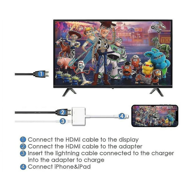 Adaptador HDMI Para Iphone Ipad A TV, [certificado Apple Mfi] Adaptador  Lightning Av Digital 1080p, Conector HDMI De Pantalla De Sincronización  Plug And Play Para Iphone Y YONGSHENG 1327534205374